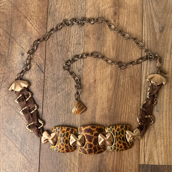 Chico's | Accessories | Vintage Chicos Belt Statement Chain Link Brown ...